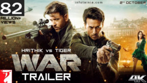 Read more about the article Tiger Shroff, Hrithik Roshan starrer ‘War’ movie trailer has crossed 80 Million Views after the release of the film