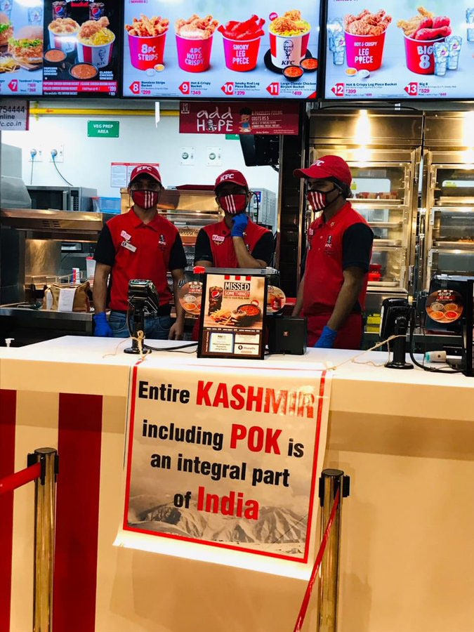 You are currently viewing Kashmir Integral Part of India’, Says KFC outlet. Indian twitterati celebrate