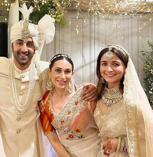 Ranbir Kapoor and Alia Bhatt with Karishma Kapoor