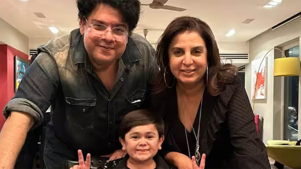 Abdu Rozik with Sajid and Farah Khan