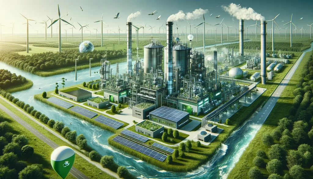 A conceptual image highlighting sustainable and green production technologies for caustic soda