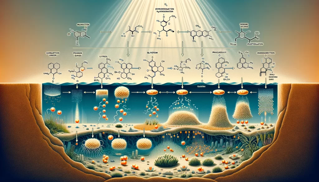 An infographic depicting the chemical evolution from fatty acids to phospholipid protocells highlighting key steps in the process