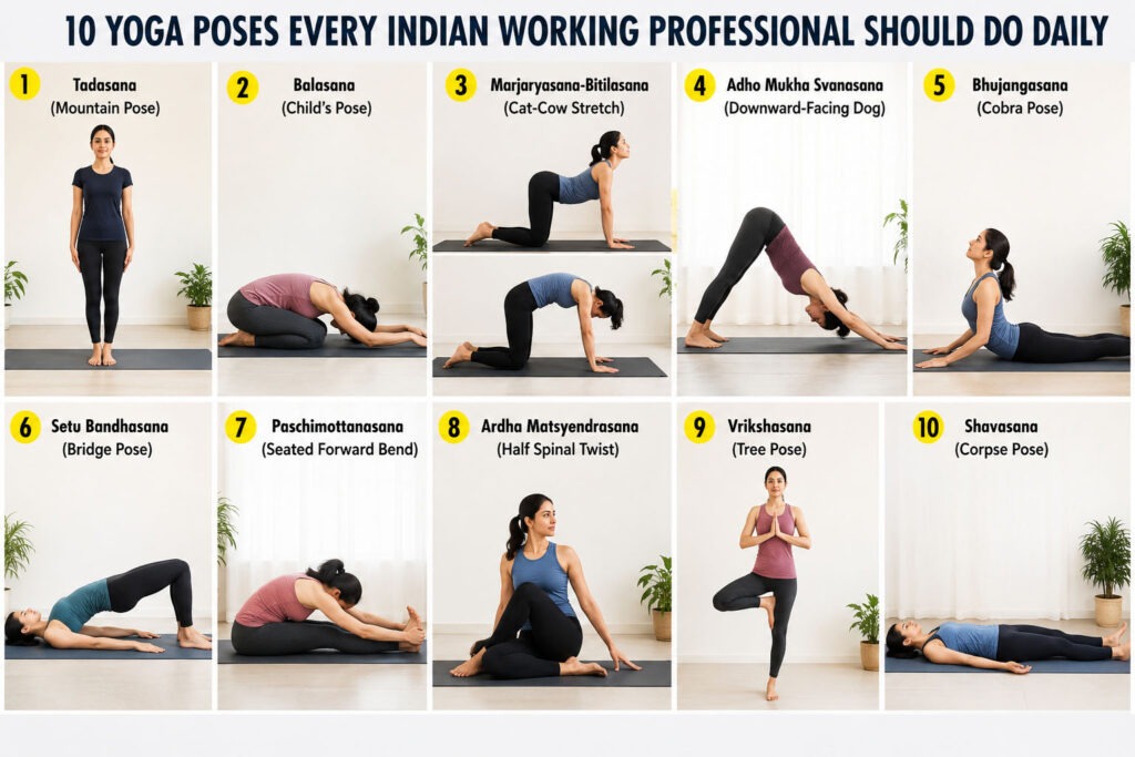 10 Yoga Poses Every Indian Working Professional Should Do Daily for Better Health
