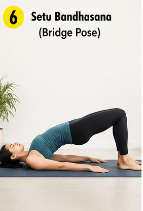 Setu Bandhasana, or Bridge Pose, is performed while lying on your back with your knees bent.