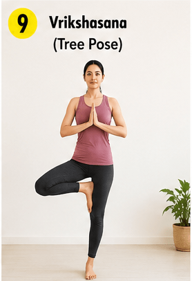 Vrikshasana, or Tree Pose, is a standing balance posture.